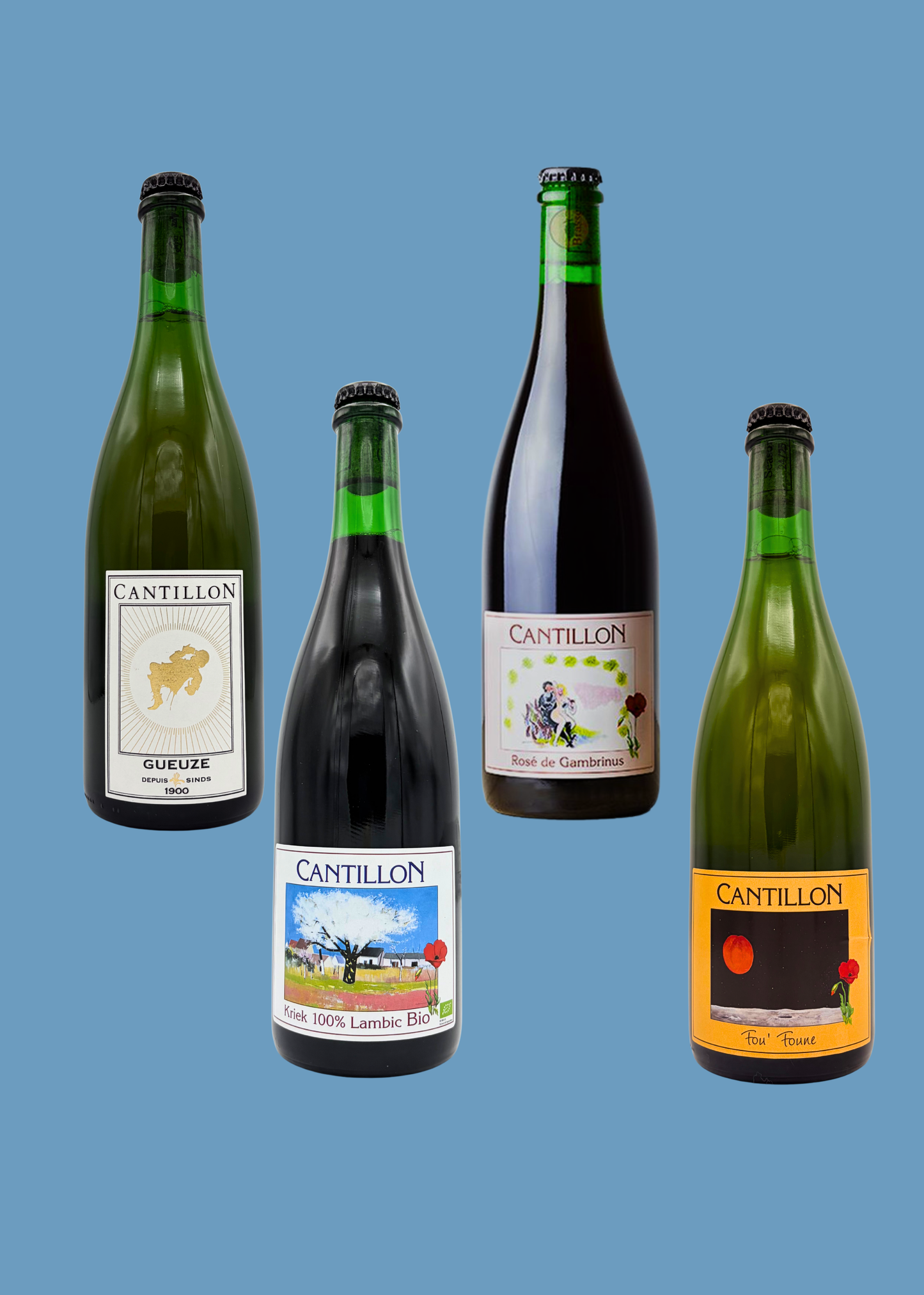 Cantillon box: Gueuze, Kriek, Rosé de Gambrinus & Fou'foune